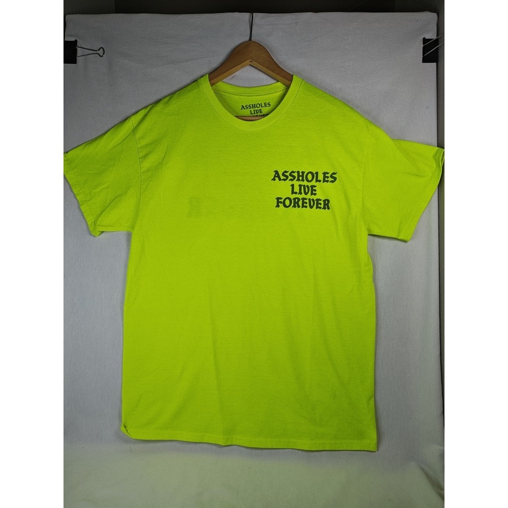 A$$holes Live Forever Neon Green Short Sleeve Men's Large Graphic T Shirt Tee‎